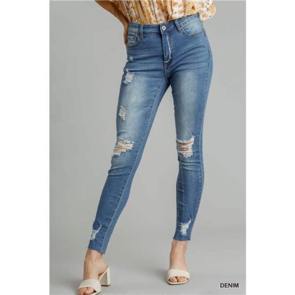Umgee Distressed Skinny‎ Jeans with Edge Detail